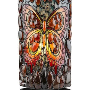 Bernsteinlampe Oval, Stein / Schmetterling, 30cm