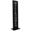 Willkommen Schild aus Metall | Schwarze Haustürdeko | 71 cm